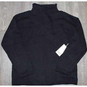 MATE The Label Alpaca Cotton Rolled Neck Sweater Black NWT $218
